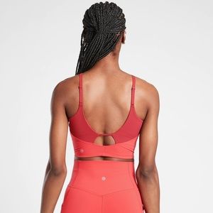 Athleta Intention Crop Top Size Small Sports Bra Lychee Red Cutout
